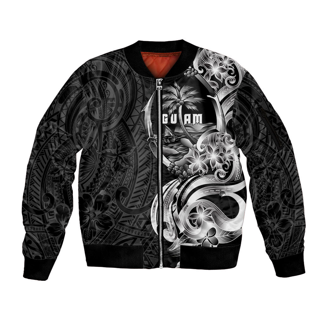 Attelong Guam Chamorro Sleeve Zip Bomber Jacket Guahan Seal Tattoo LT14 Unisex Black - Polynesian Pride