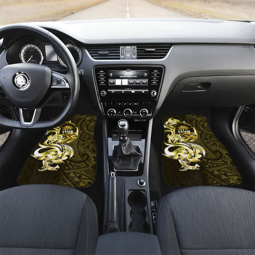 Amariyu Guam Chamorro Car Mats Guahan Seal Tattoo LT14 Set 2pcs - Front Yellow - Polynesian Pride
