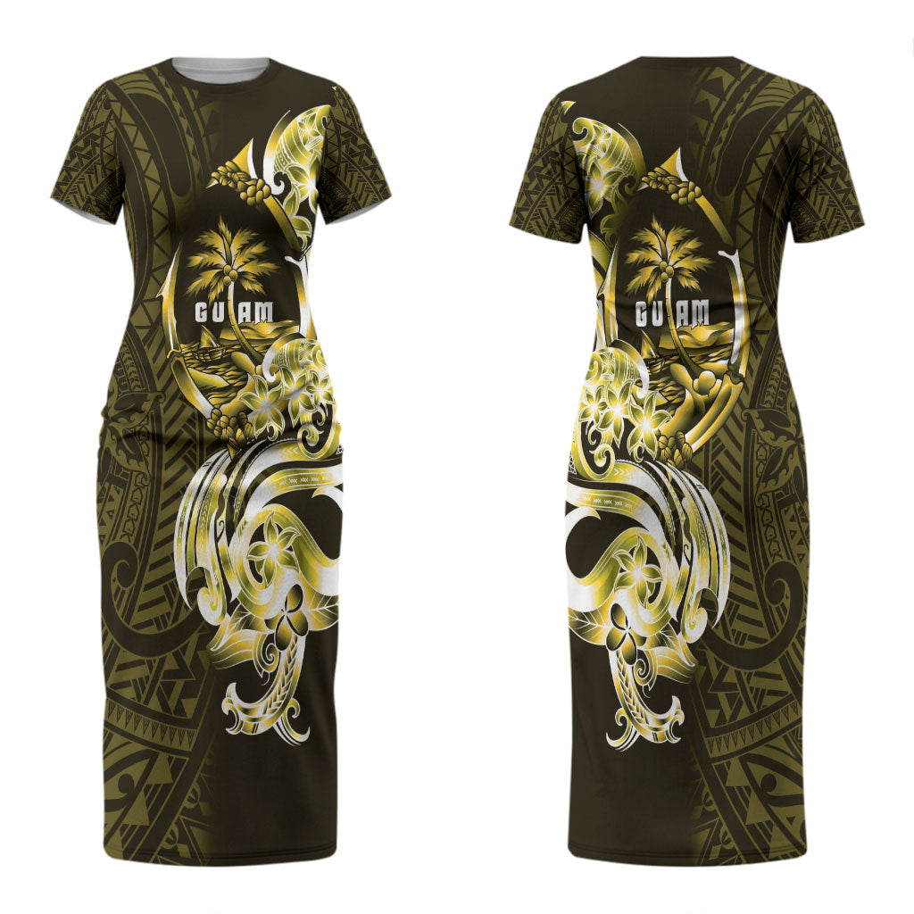 Amariyu Guam Chamorro Couples Matching Short Sleeve Bodycon Dress and Hawaiian Shirt Guahan Seal Tattoo LT14 - Polynesian Pride