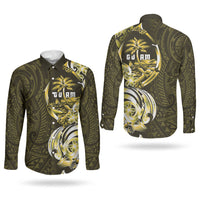 Amariyu Guam Chamorro Couples Matching Summer Maxi Dress and Long Sleeve Button Shirt Guahan Seal Tattoo LT14 - Polynesian Pride