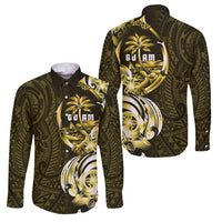Amariyu Guam Chamorro Family Matching Puletasi and Hawaiian Shirt Guahan Seal Tattoo LT14 Dad's Shirt - Long Sleeve Yellow - Polynesian Pride