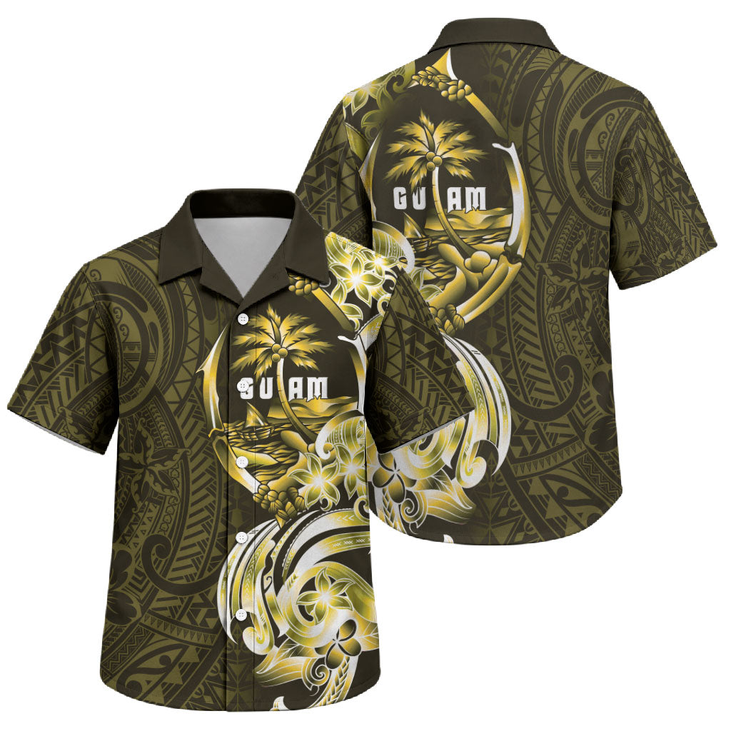 Amariyu Guam Chamorro Family Matching Puletasi and Hawaiian Shirt Guahan Seal Tattoo LT14 Son's Shirt Yellow - Polynesian Pride