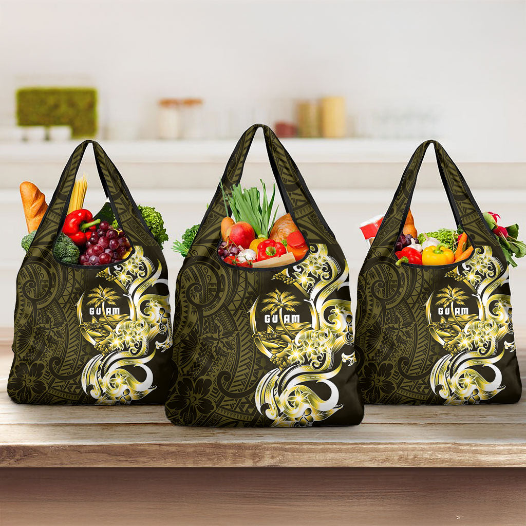 Amariyu Guam Chamorro Grocery Bag Guahan Seal Tattoo LT14 3-pack One Size Yellow - Polynesian Pride