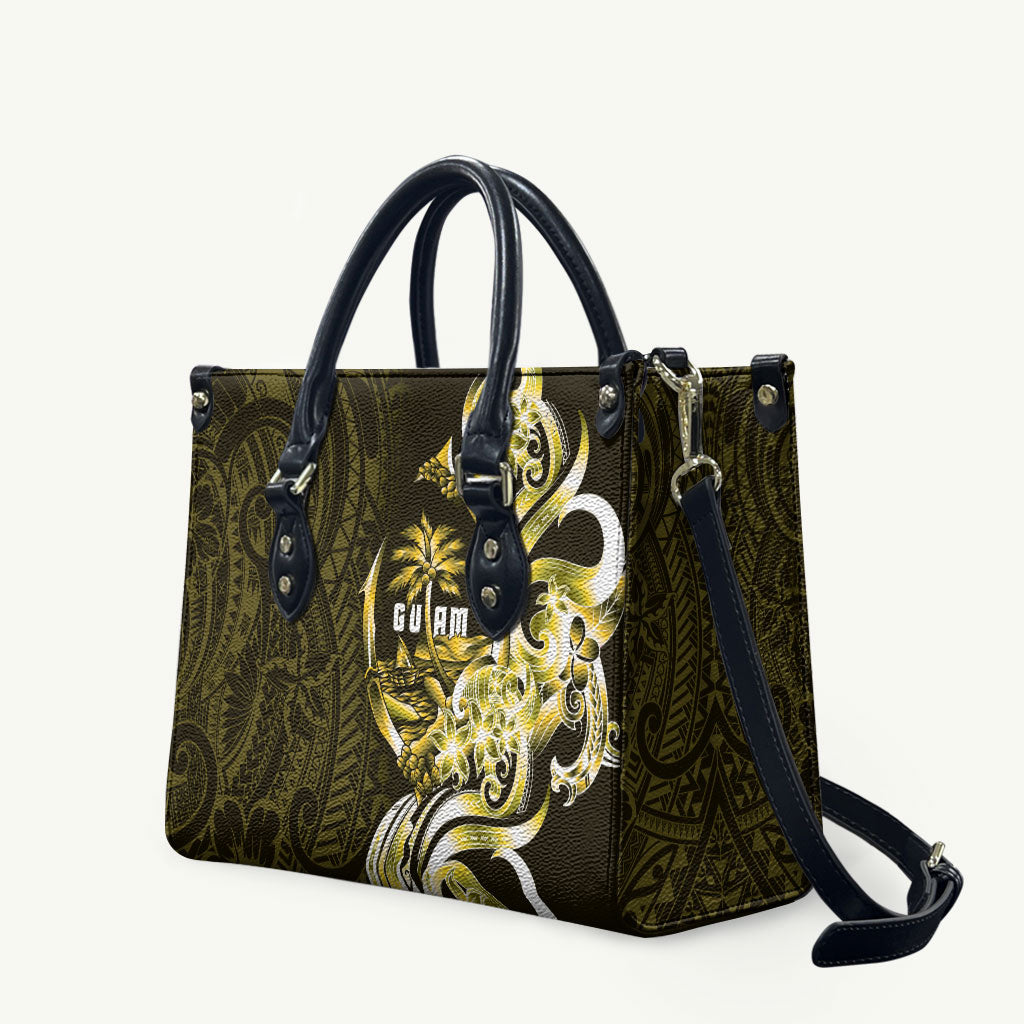 Amariyu Guam Chamorro Leather Bag Guahan Seal Tattoo LT14 Yellow - Polynesian Pride