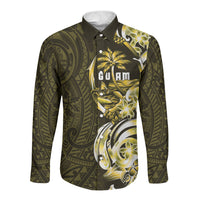 Amariyu Guam Chamorro Long Sleeve Button Shirt Guahan Seal Tattoo LT14 Unisex Yellow - Polynesian Pride
