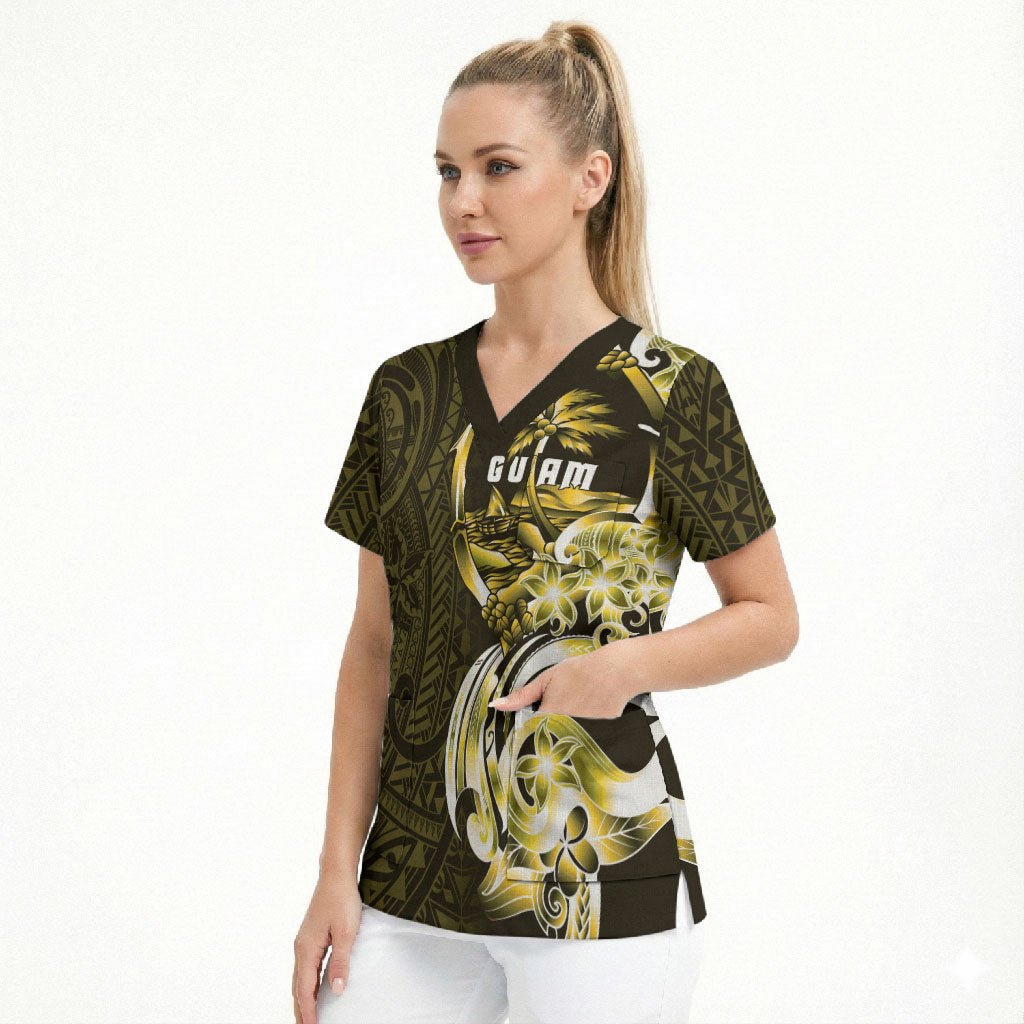 Amariyu Guam Chamorro Scrub Top Guahan Seal Tattoo LT14 - Polynesian Pride