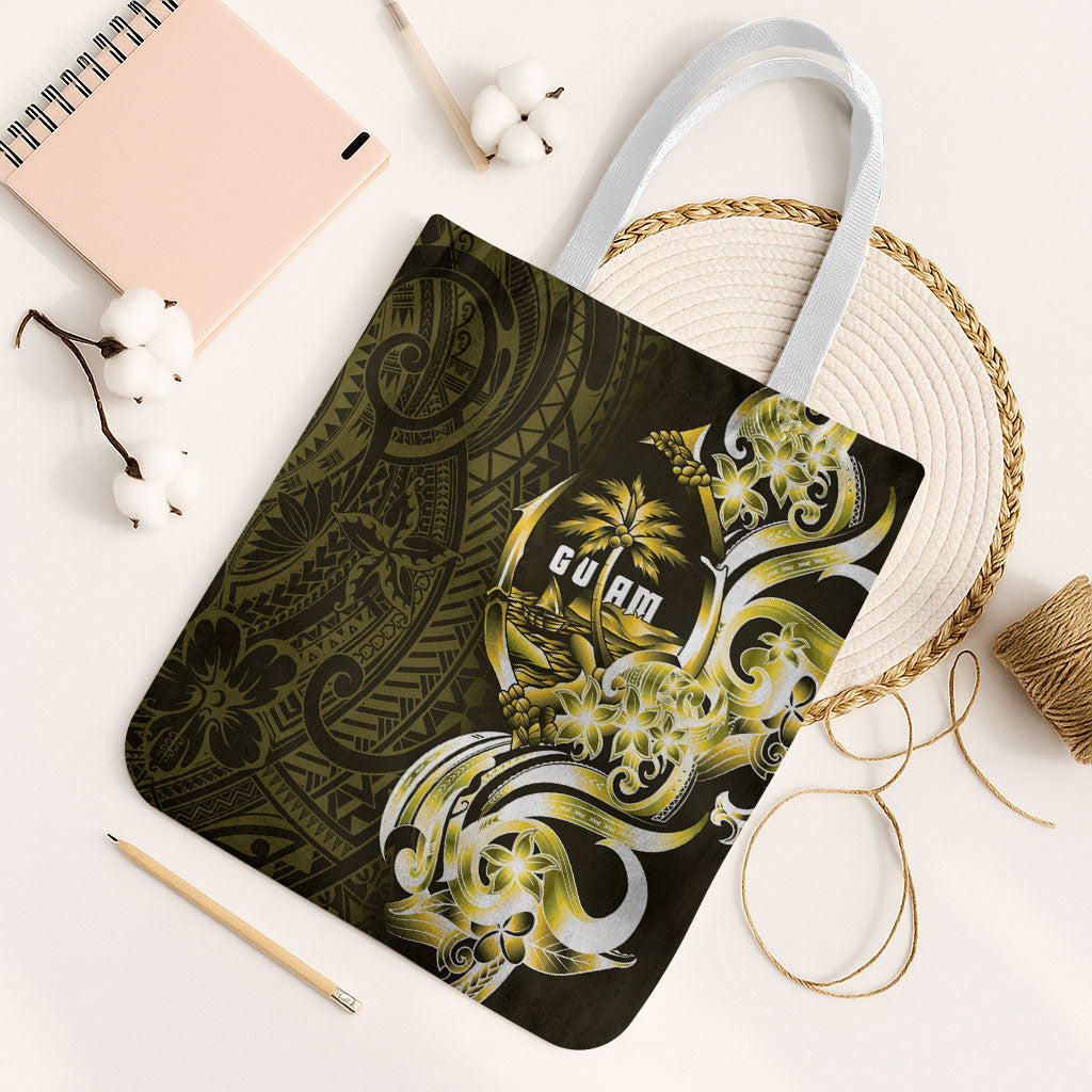 Amariyu Guam Chamorro Tote Bag Guahan Seal Tattoo LT14 White Strap One Size Yellow - Polynesian Pride
