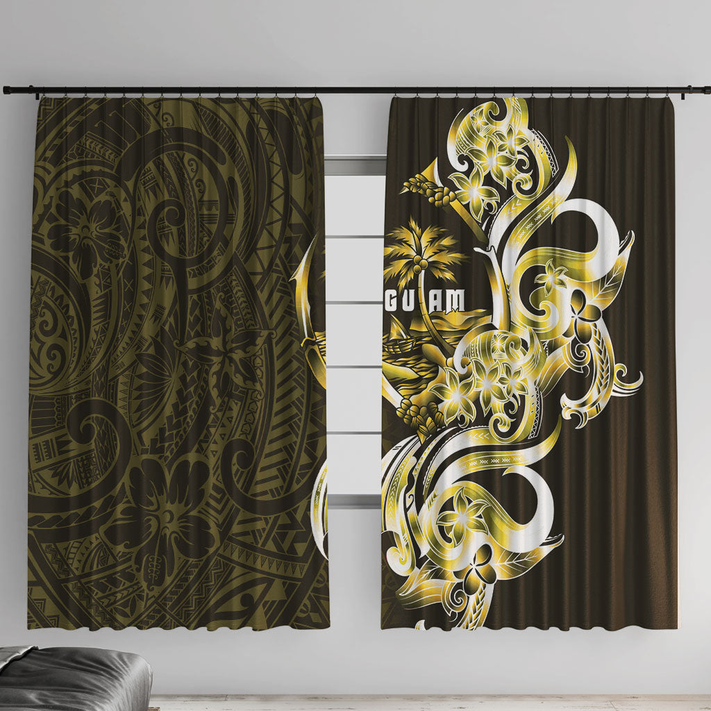 Amariyu Guam Chamorro Window Curtain Guahan Seal Tattoo LT14 With Hooks Yellow - Polynesian Pride