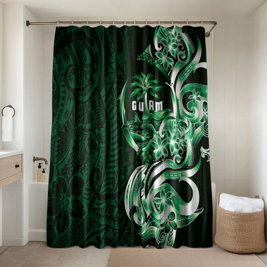Betde Guam Chamorro Bathroom Set Guahan Seal Tattoo LT14 Shower Curtain Only Green - Polynesian Pride