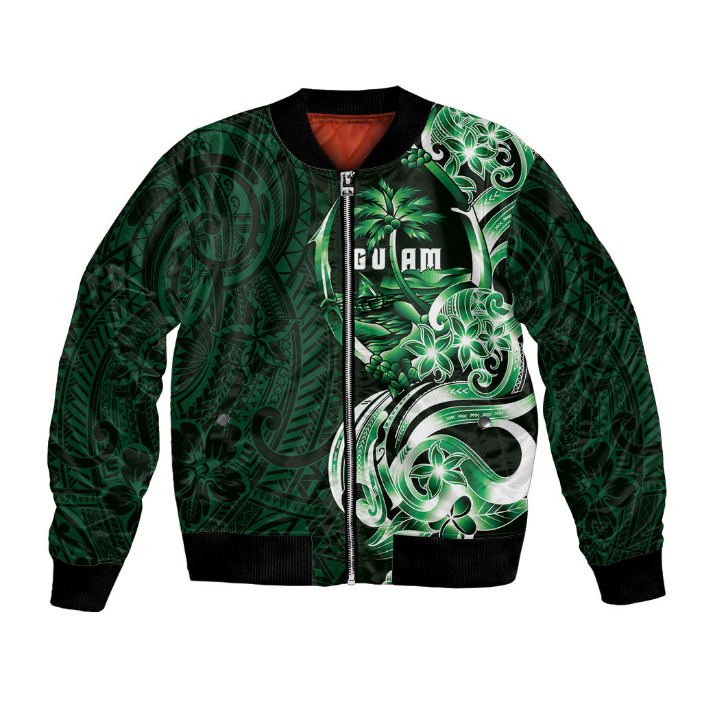 Betde Guam Chamorro Bomber Jacket Guahan Seal Tattoo LT14 Unisex Green - Polynesian Pride