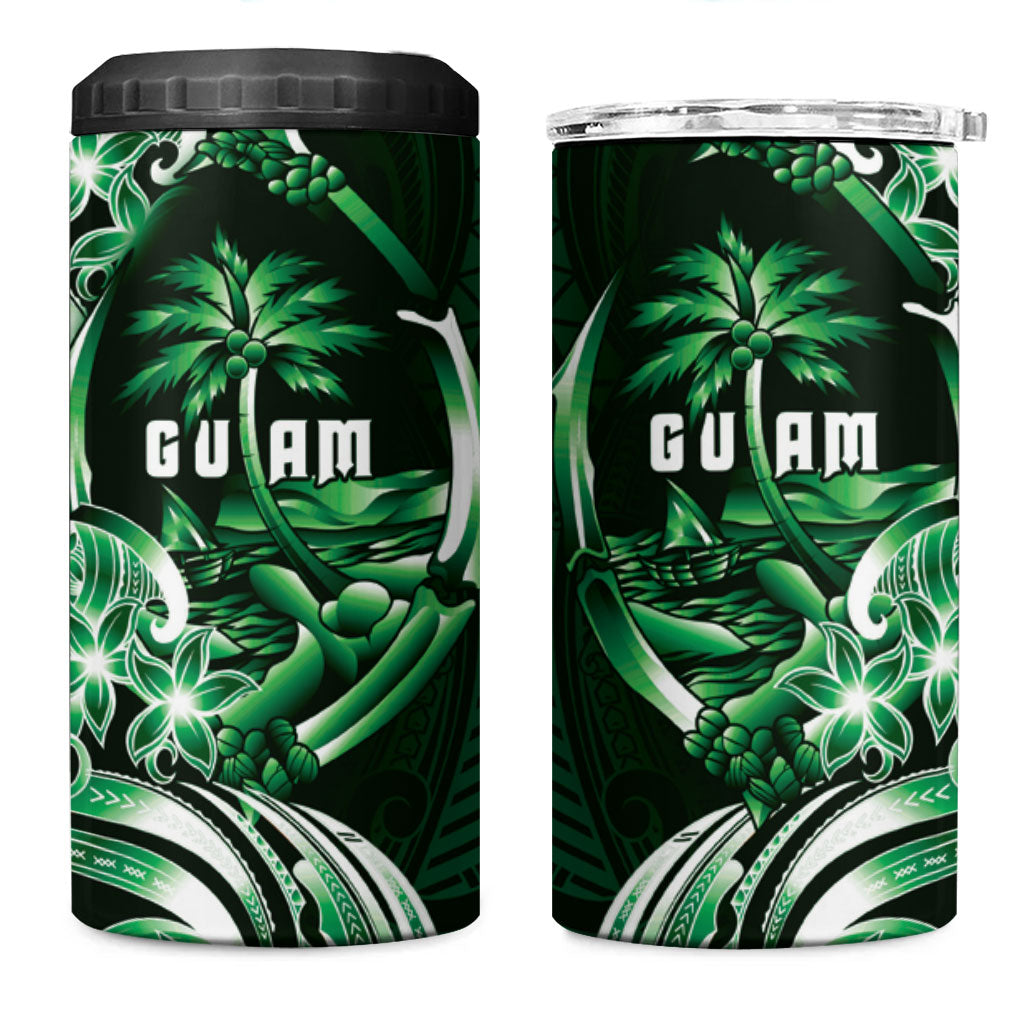 Betde Guam Chamorro 4 in 1 Can Cooler Tumbler Guahan Seal Tattoo LT14 One Size: 16 oz Green - Polynesian Pride