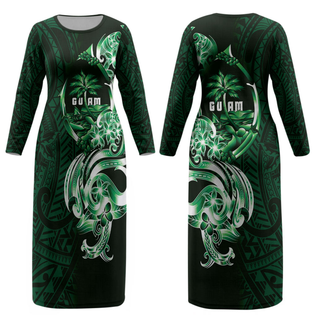 Betde Guam Chamorro Couples Matching Long Sleeve Bodycon Dress and Hawaiian Shirt Guahan Seal Tattoo LT14 - Polynesian Pride