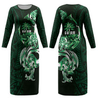 Betde Guam Chamorro Couples Matching Long Sleeve Bodycon Dress and Hawaiian Shirt Guahan Seal Tattoo LT14 - Polynesian Pride