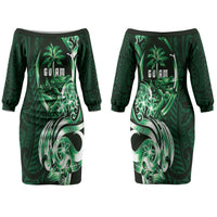 Betde Guam Chamorro Couples Matching Off The Shoulder Long Sleeve Dress and Long Sleeve Button Shirt Guahan Seal Tattoo LT14 - Polynesian Pride