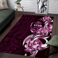Kulot Di Rosa Guam Chamorro Area Rug Guahan Seal Tattoo LT14 Pink - Polynesian Pride