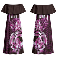 Kulot Di Rosa Guam Chamorro Couples Matching Off Shoulder Maxi Dress and Hawaiian Shirt Guahan Seal Tattoo LT14 - Polynesian Pride