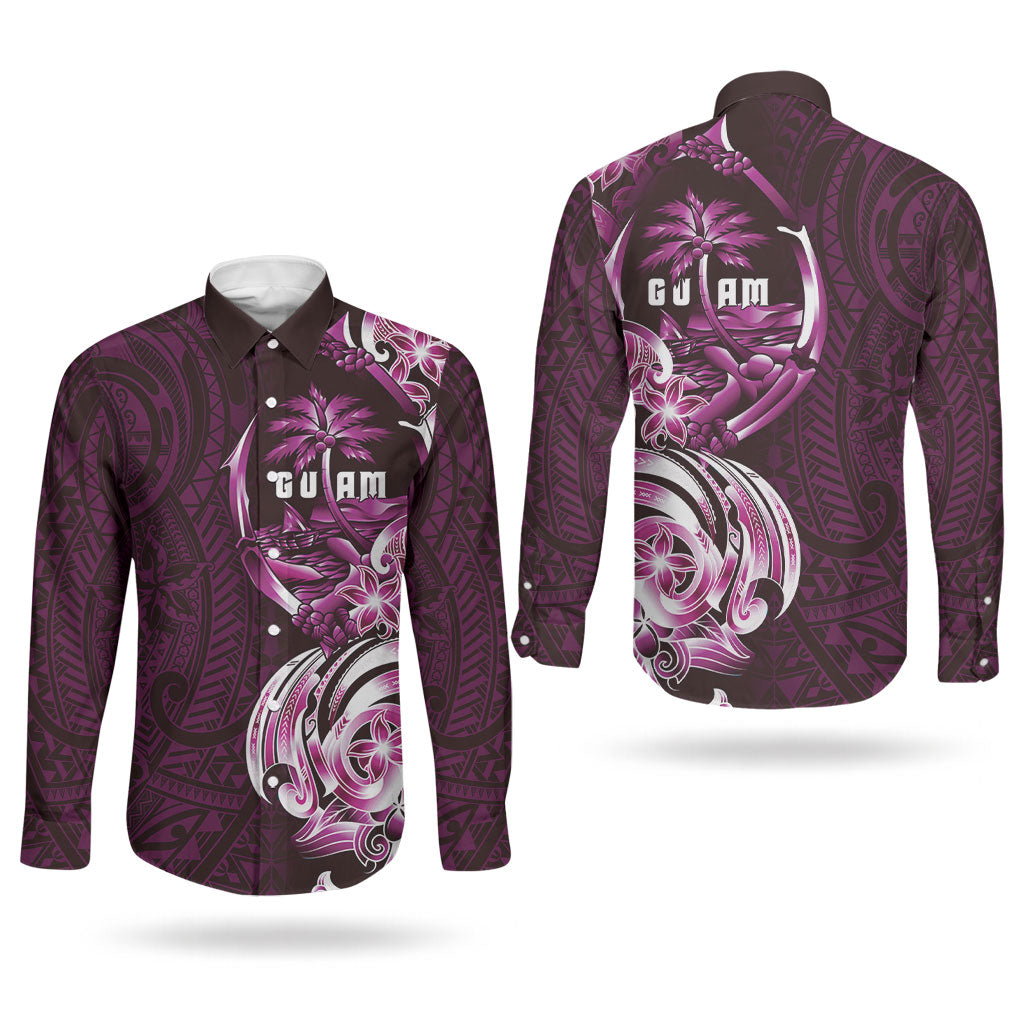 Kulot Di Rosa Guam Chamorro Couples Matching Puletasi and Long Sleeve Button Shirt Guahan Seal Tattoo LT14 - Polynesian Pride