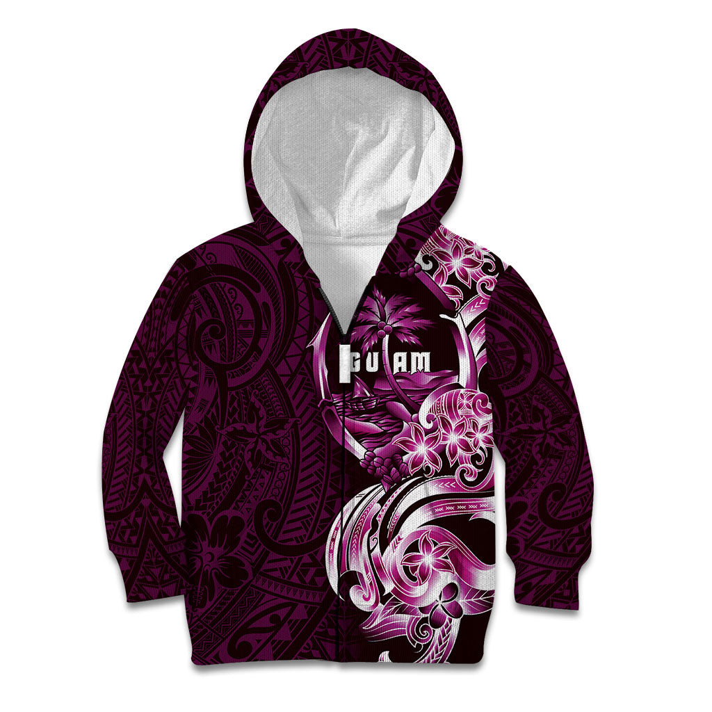Kulot Di Rosa Guam Chamorro Kid Hoodie Guahan Seal Tattoo LT14 Zip Hoodie Pink - Polynesian Pride
