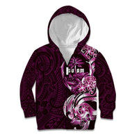 Kulot Di Rosa Guam Chamorro Kid Hoodie Guahan Seal Tattoo LT14 Zip Hoodie Pink - Polynesian Pride