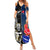 New Zealand And France Rugby Summer Maxi Dress All Black With Les Bleus Together 2023 World Cup LT14 Women Black - Polynesian Pride