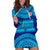 Personalised Fiji Hoodie Dress Unique Fijian Tapa Pattern With Coat Of Arms LT14 Blue - Polynesian Pride