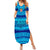 Personalised Fiji Summer Maxi Dress Unique Fijian Tapa Pattern With Coat Of Arms LT14 Women Blue - Polynesian Pride