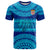 Personalised Fiji T Shirt Unique Fijian Tapa Pattern With Coat Of Arms LT14 Blue - Polynesian Pride