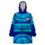 Personalised Fiji Wearable Blanket Hoodie Unique Fijian Tapa Pattern With Coat Of Arms LT14 One Size Blue - Polynesian Pride