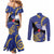 Nauru Angam Day Couples Matching Mermaid Dress and Long Sleeve Button Shirt Naoero Frigate Bird Polynesian Pattern