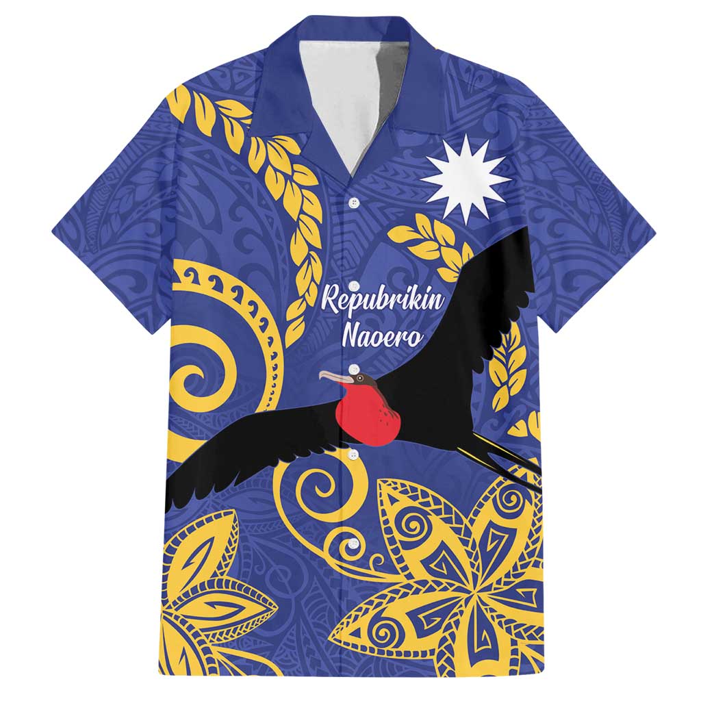 Nauru Angam Day Family Matching Summer Maxi Dress and Hawaiian Shirt Naoero Frigate Bird Polynesian Pattern