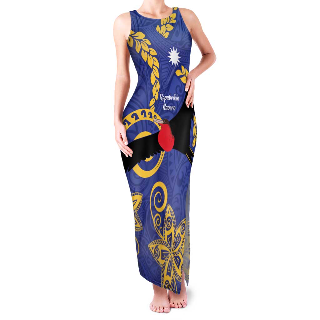 Nauru Angam Day Family Matching Tank Maxi Dress and Hawaiian Shirt Naoero Frigate Bird Polynesian Pattern