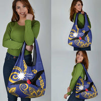 Nauru Angam Day Grocery Bag Naoero Frigate Bird Polynesian Pattern