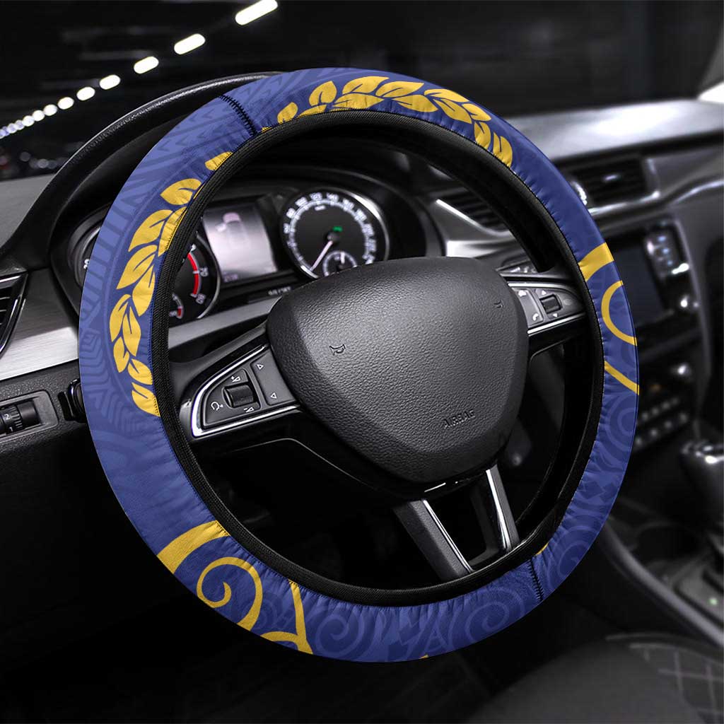 Nauru Angam Day Steering Wheel Cover Naoero Frigate Bird Polynesian Pattern