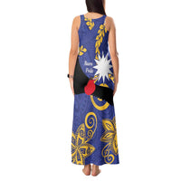 Nauru Angam Day Tank Maxi Dress Naoero Frigate Bird Polynesian Pattern
