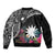 Black Nauru Bomber Jacket Naoero Map With Polynesian Tropical Flowers