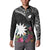 Black Nauru Button Sweatshirt Naoero Map With Polynesian Tropical Flowers