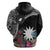 Black Nauru Hoodie Naoero Map With Polynesian Tropical Flowers