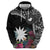 Black Nauru Hoodie Naoero Map With Polynesian Tropical Flowers