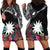 Black Nauru Hoodie Dress Naoero Map With Polynesian Tropical Flowers