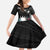Black Nauru Kid Short Sleeve Dress Naoero Map With Polynesian Tropical Flowers