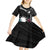 Black Nauru Kid Short Sleeve Dress Naoero Map With Polynesian Tropical Flowers