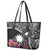 Black Nauru Leather Tote Bag Naoero Map With Polynesian Tropical Flowers