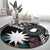 Black Nauru Round Carpet Naoero Map With Polynesian Tropical Flowers