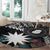 Black Nauru Round Carpet Naoero Map With Polynesian Tropical Flowers