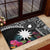 Black Nauru Rubber Doormat Naoero Map With Polynesian Tropical Flowers