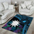 Blue Nauru Area Rug Naoero Map With Polynesian Tropical Flowers