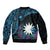 Blue Nauru Bomber Jacket Naoero Map With Polynesian Tropical Flowers