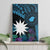 Blue Nauru Canvas Wall Art Naoero Map With Polynesian Tropical Flowers