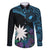 Blue Nauru Family Matching Long Sleeve Bodycon Dress and Hawaiian Shirt Naoero Map With Polynesian Tropical Flowers