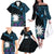 Blue Nauru Family Matching Off The Shoulder Long Sleeve Dress and Hawaiian Shirt Naoero Map With Polynesian Tropical Flowers